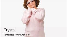  Presentation with middle ages - Presentation design featuring beautiful middle ager senior woman background and a  colored foreground