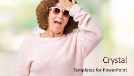  Presentation with middle ages - Presentation theme featuring beautiful middle ager senior woman background and a  colored foreground