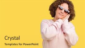  Presentation with middle ages - Amazing slide set having beautiful middle ager senior woman backdrop and a  colored foreground