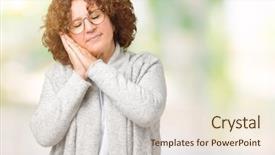  Presentation with middle ages portrait - Colorful presentation enhanced with beautiful middle ager senior woman backdrop and a  colored foreground