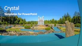  Presentation with mini golf - Audience pleasing theme consisting of beautiful mini golf course backdrop and a teal colored foreground
