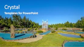 Presentation with mini golf - PPT theme with beautiful mini golf course background and a teal colored foreground