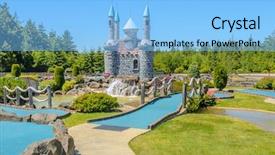  Presentation with mini golf - Slide set with beautiful mini golf course background and a light blue colored foreground