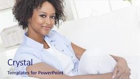  Presentation with race - Audience pleasing presentation theme consisting of beautiful mixed race african american backdrop and a sky blue colored foreground