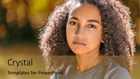  Presentation with african american teenager girl - Slide set featuring beautiful mixed race african american background and a gold colored foreground