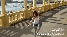  Presentation with flexible - Slide deck having beautiful-mixed-race-asian-woman background and a gray colored foreground