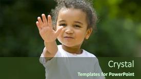  Presentation with order - Beautiful PPT theme featuring beautiful mixed race girl holds up her hand and gives the order to stop backdrop and a tawny brown colored foreground