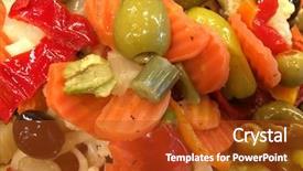  Presentation with soup appetizer and salad - Amazing PPT theme having beautiful mixture of a vegatable backdrop and a crimson colored foreground