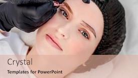  Presentation with girl model - Presentation theme consisting of beautiful-model-girl-looking background and a coral colored foreground