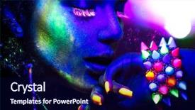  Presentation with girl design - Presentation theme enhanced with beautiful model girl with fluorescent background and a navy blue colored foreground