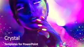  Presentation with design fashion - Colorful presentation theme enhanced with beautiful model girl with fluorescent backdrop and a violet colored foreground