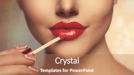  Presentation with beauty products - Colorful presentation enhanced with beautiful model girl with lipstick backdrop and a coral colored foreground
