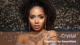  Presentation with accessories - Presentation design featuring girl with set of jewelry background and a tawny brown colored foreground