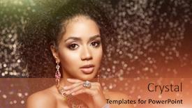 Presentation with luxury gold - Beautiful PPT theme featuring beautiful-model-girl-with-set backdrop and a coral colored foreground