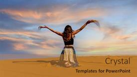  Presentation with sand dunes - Slide set consisting of beautiful-model-poses-against background and a gold colored foreground