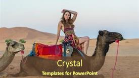  Presentation with camel - PPT theme with beautiful-model-rides-a-camel background and a tawny brown colored foreground
