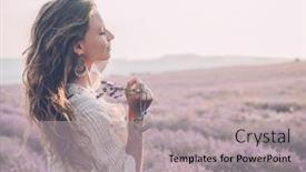  Presentation with sunshine - Audience pleasing PPT theme consisting of beautiful-model-walking-in-spring backdrop and a light gray colored foreground