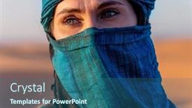  Presentation with hijab - Slides featuring beautiful-model-wears-a-hijab background and a ocean colored foreground