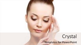  Presentation with nail spa - Audience pleasing PPT theme consisting of beautiful model woman in beauty salon makeup young modern girl in luxurious spa lady make up mascara for long lashes lipstick on lips eye shadow shiny hair manicure with nail polish products treatment backdrop and a lemonade colored foreground