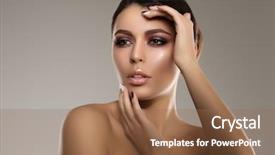  Presentation with nail spa - PPT theme having beautiful model woman in beauty salon makeup young modern girl in luxurious spa lady make up mascara for long lashes lipstick on lips eye shadow shiny hair manicure with nail polish products treatment background and a tawny brown colored foreground