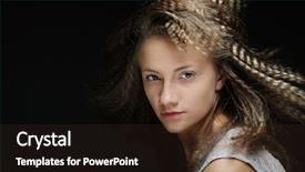  Presentation with curly hair - PPT layouts enhanced with beautiful model woman with wavy background and a wine colored foreground