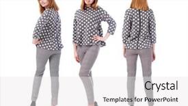 Presentation with green fashion - PPT theme enhanced with beautiful models in gray trousers background and a white colored foreground