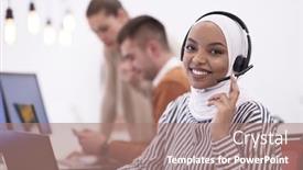  Presentation with hijab modern - Colorful slide deck enhanced with beautiful-modern-african-muslim-businesswoman backdrop and a coral colored foreground