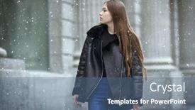  Presentation with brown leather - Presentation theme with beautiful-modern-girl-with-long background and a ocean colored foreground