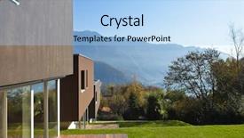  Presentation with garden - Colorful presentation enhanced with beautiful modern house with garden backdrop and a  colored foreground