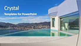  Presentation with infinity - Audience pleasing presentation consisting of beautiful modern house with infinity backdrop and a teal colored foreground