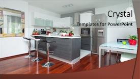  Presentation with modern hi tech design - Amazing slides having beautiful modern kitchen in designer backdrop and a light gray colored foreground
