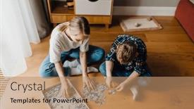  Presentation with puzzle pieces beautiful - Presentation theme featuring beautiful-mom-and-her-cute background and a coral colored foreground