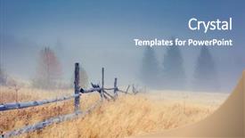  Presentation with autumn morning - Slide set having beautiful moody landscape background and a teal colored foreground