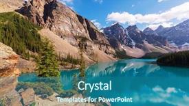  Presentation with banff national park - Audience pleasing presentation theme consisting of beautiful moraine lake in banff backdrop and a ocean colored foreground