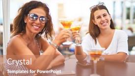  Presentation with speaking - PPT layouts with beautiful-mother-and-daugther-sitting background and a coral colored foreground