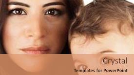  Presentation with mom baby - Theme featuring beautiful mother holding baby boy mom carry cute child adorable small son happy family closeup picture mom and kid modeling indoor healthy toddler and mommy brunette arabic models happiness background and a coral colored foreground