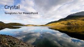 Presentation with beautiful moraine lake - Audience pleasing PPT theme consisting of snowdonia - beautiful mountain lake at sunset backdrop and a light blue colored foreground