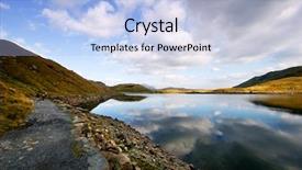  Presentation with mountain lake - Slide set featuring snowdonia - beautiful mountain lake at sunset background and a light blue colored foreground