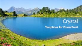  Presentation with beautiful nature - Beautiful presentation theme featuring beautiful-mountain-landscape-in-neouvielle backdrop and a teal colored foreground