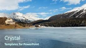  Presentation with ice mountain - Presentation featuring beautiful-mountain-landscape-lake-ice background and a seafoam green colored foreground