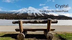  Presentation with ice mountain - Slide deck enhanced with beautiful mountain landscape lake ice wooden bench background and a light blue colored foreground