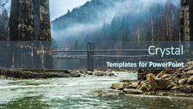  Presentation with bridges - Theme consisting of beautiful mountain landscape with lake and bridges background and a ocean colored foreground