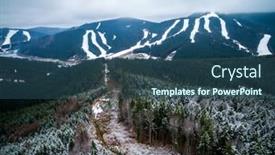  Presentation with pine forest - Theme consisting of beautiful mountain landscape with pine forest and view on the ski resort of bukovel ukraine background and a ocean colored foreground