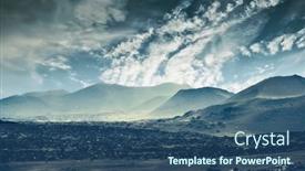  Presentation with volcanoes - Presentation theme featuring beautiful-mountain-landscape-with-volcanoes background and a ocean colored foreground