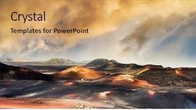  Presentation with volcanoes - Cool new theme with beautiful mountain landscape with volcanoes in at sunset timanfaya national park in lanzarote canary islands backdrop and a coral colored foreground