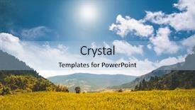  Presentation with himalaya - PPT theme featuring beautiful mountain landscape in the summer day yellow meadow bue sky with clouds and sun nature background agriculture rice field in nepal trekking in himalaya exploring beauty world background and a light blue colored foreground