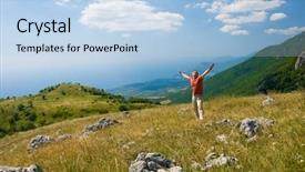  Presentation with beautiful-nature - Slide set consisting of beautiful mountain nature in crimea background and a light blue colored foreground