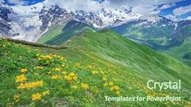  Presentation with summer time - Slide set featuring beautiful mountain on summer time background and a tawny brown colored foreground