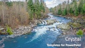  Presentation with mountain lake - Presentation theme enhanced with beautiful-mountain-river-at-lucille background and a teal colored foreground