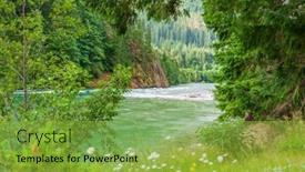  Presentation with summer time - PPT layouts featuring beautiful-mountain-river-at-summer background and a yellow colored foreground